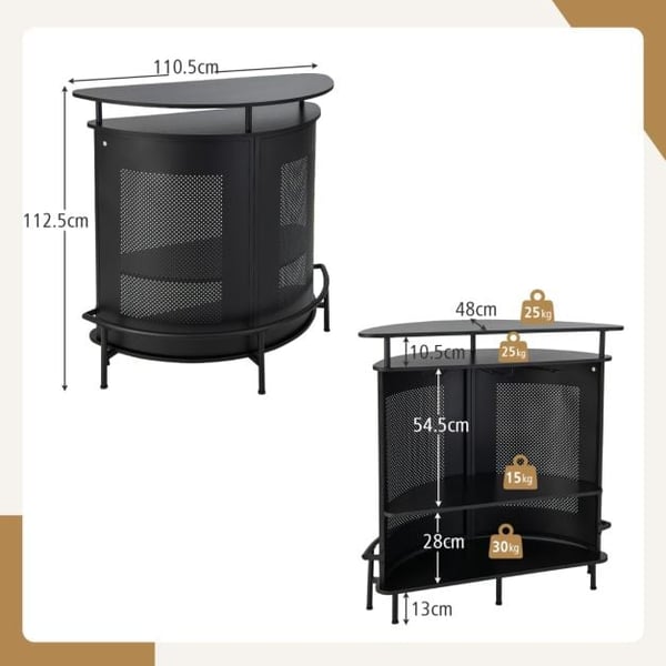 Spiritusbarbord, 43,5"x19"x44,5", Sort , Star