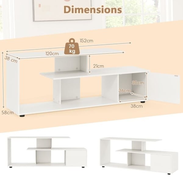 TV Bord, 152x38x58.5 cm, Hvid , Star