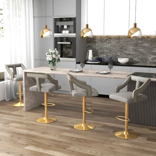 Barstole, 47x50x89-111 cm, Grå & Guld , Star