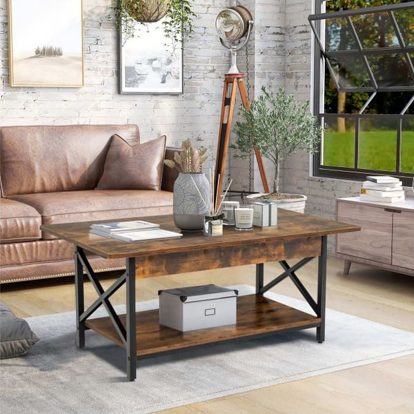 Kaffebord, 110x60x48 cm, Rustikt Brun/Sort , Star