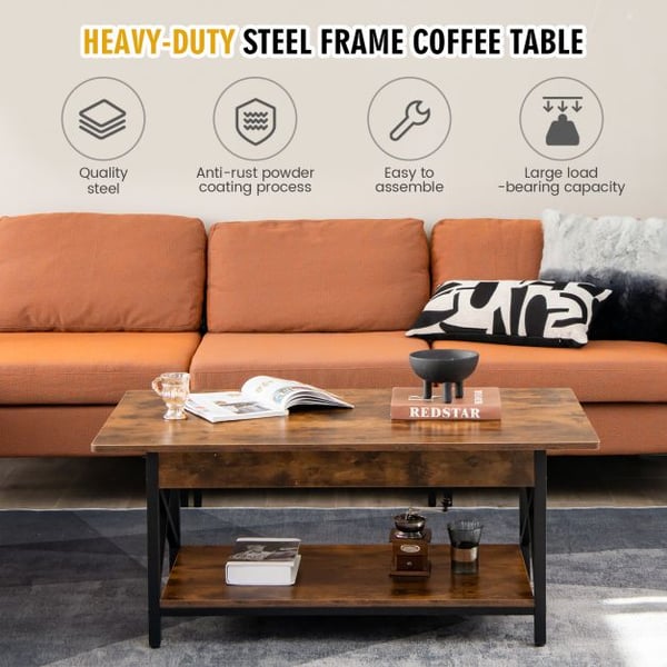 Kaffebord, 110x60x48 cm, Rustikt Brun/Sort , Star