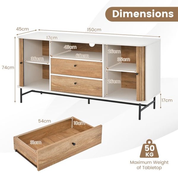 Buffet Skænk, 150x45x74 cm, Hvid , Star