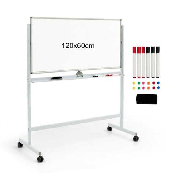 Dubbel-sidig Magnetisk Mobil Whiteboard, 120x60 cm, Vit , Star
