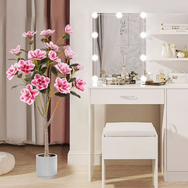 Kunstig blomsterplante, 51", Pink - materiale: peva, pe, pp, cement , Star