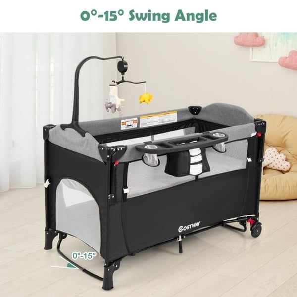 Omvandlingsbar Babyseng, 65x125x78 cm, Sort , Star