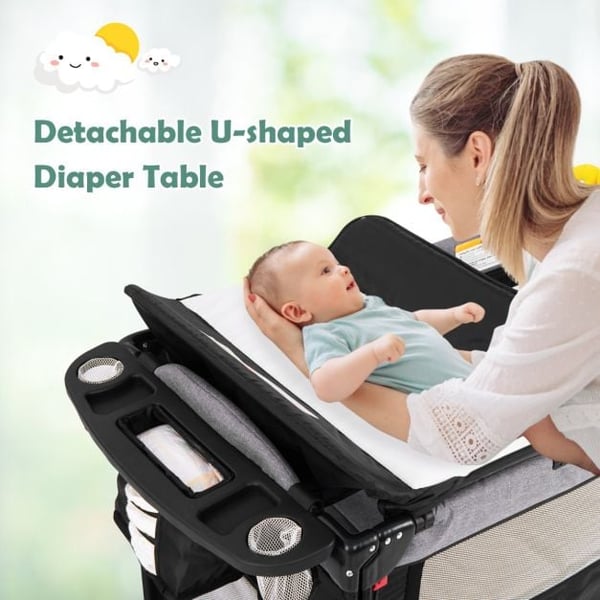 Omvandlingsbar Babyseng, 65x125x78 cm, Sort , Star