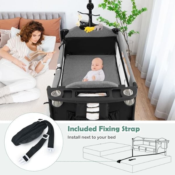 Omvandlingsbar Babyseng, 65x125x78 cm, Sort , Star