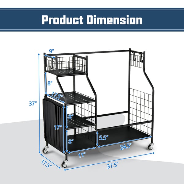 Golfbagorganisator, 95×39×94 cm, Sort , Star
