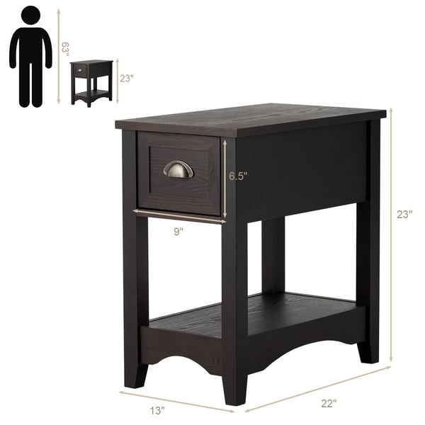Slutbord, 2 stk. Retro smalt med skuffe og opbevaringshylde, 33x56x58 cm, Natur , Star