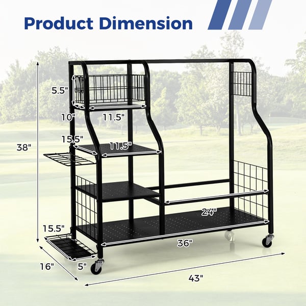 Golfbagorganisator, 43x16x38 cm, Sort , Star