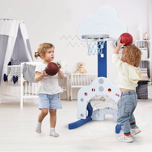 Børns Basketballkurv Sæt, 3-i-1 med Bolde, 23x20x58.5 cm, Hvid , Star