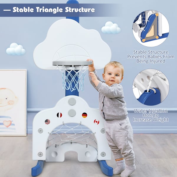 Børns Basketballkurv Sæt, 3-i-1 med Bolde, 23x20x58.5 cm, Hvid , Star