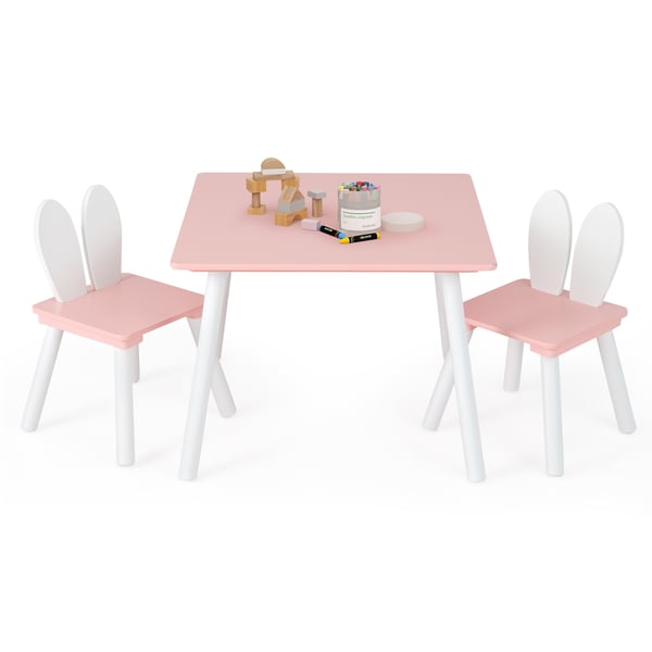 Barnbord och Stolar Set, 3 Delar, 62x62x43 cm, Rosa , Star