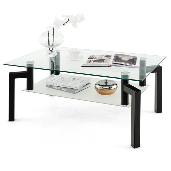 Glas Kaffebord, 100x60x43 cm, Sort , Star