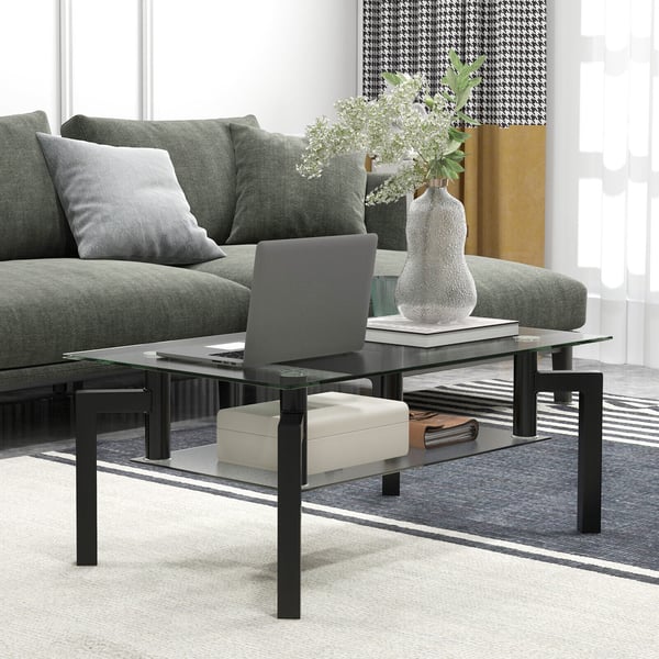 Glas Kaffebord, 100x60x43 cm, Sort , Star