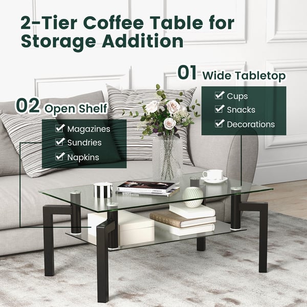 Glas Kaffebord, 100x60x43 cm, Sort , Star