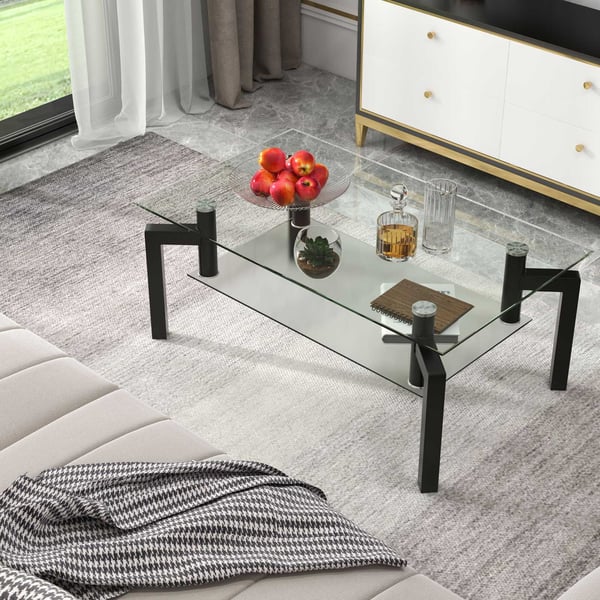 Glas Kaffebord, 100x60x43 cm, Sort , Star