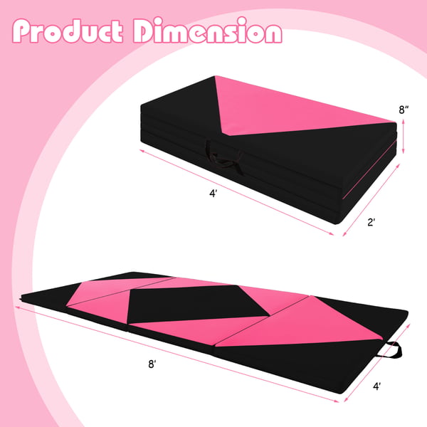 Gymnastikmåtte, 240x117x5 cm, Pink & Sort , Star