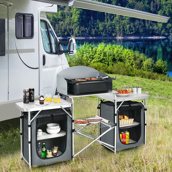 Sammenklappeligt campingbord, 173×48×110 cm, Grå , Star