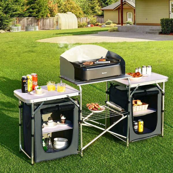 Sammenklappeligt campingbord, 173×48×110 cm, Grå , Star