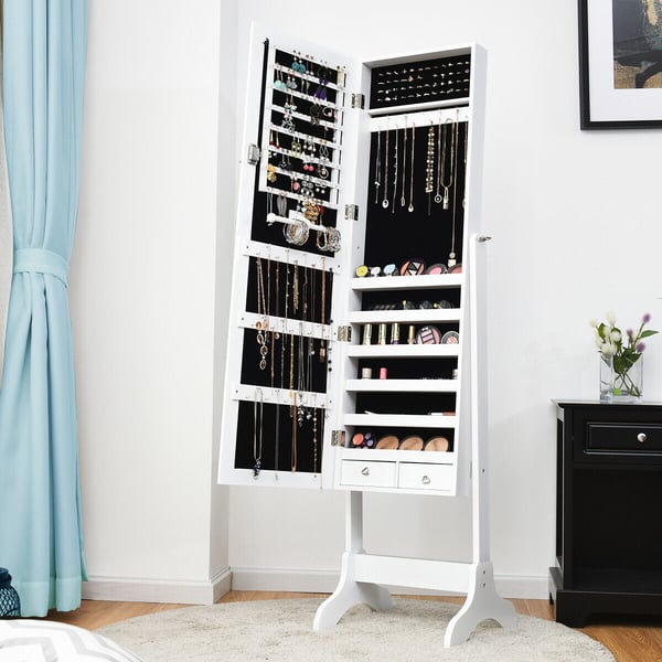 Smykkeskab, 46×37×156 cm - materiale: mdf-plade + glas spejl , Star