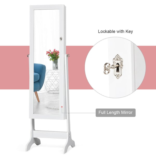Smykkeskab, 46×37×156 cm - materiale: mdf-plade + glas spejl , Star