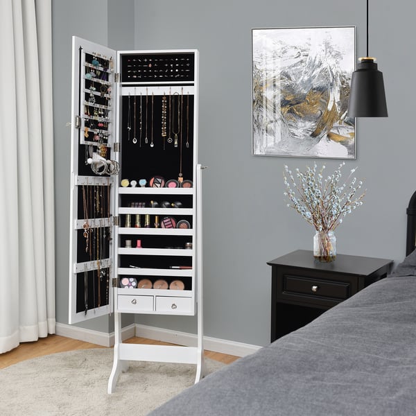 Smykkeskab, 46×37×156 cm - materiale: mdf-plade + glas spejl , Star