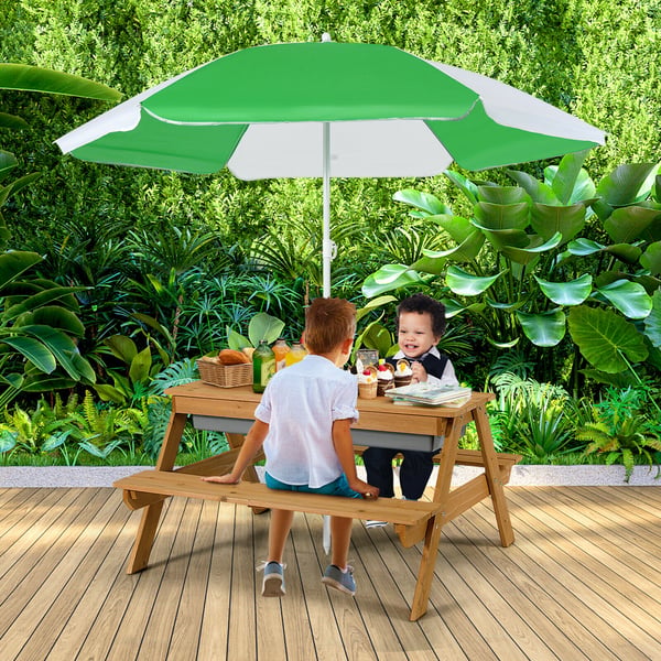 Børns udendørs picnic vand- og sandbord, 93×86×50 cm, naturlig blå grøn gul , Star