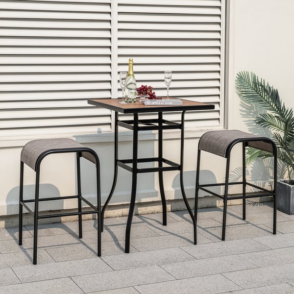 Terrasse Metal Barstole, Sæt af 2/4, 47×47×76 cm, Kaffe Sort , Star