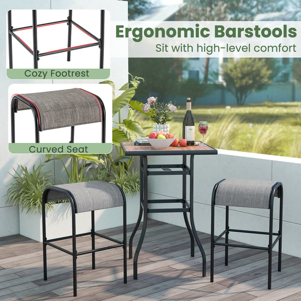Terrasse Metal Barstole, Sæt af 2/4, 47×47×76 cm, Kaffe Sort , Star