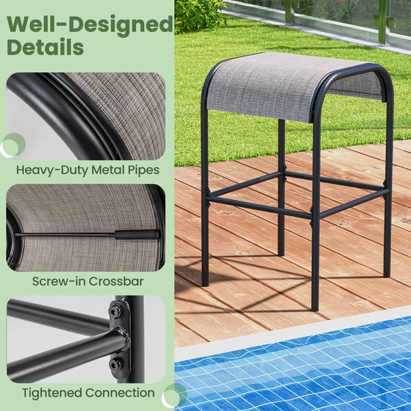 Terrasse Metal Barstole, Sæt af 2/4, 47×47×76 cm, Kaffe Sort , Star