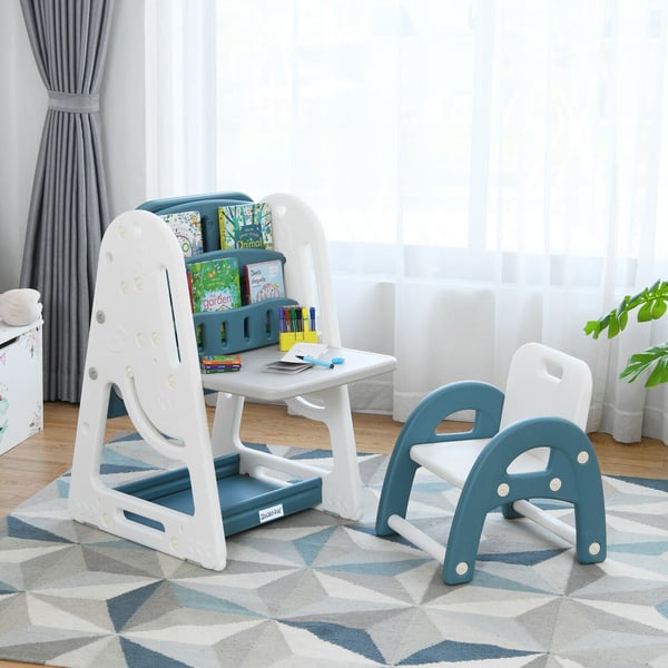Børne Tavle Skrivebord Stol Sæt, 64×53×76 cm, Blå , Star