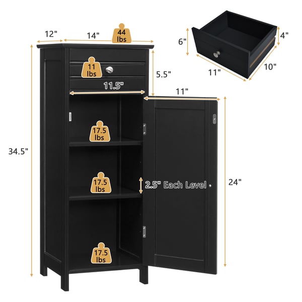 Gulvskab, 35.56x30.48x87.63 cm, Sort , Star