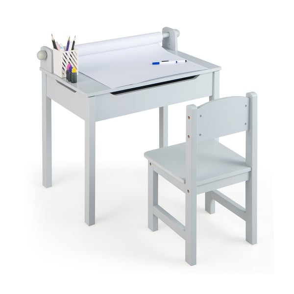 Barnbord och Stol Set, 66×39×58 cm, Grå/Vit , Star