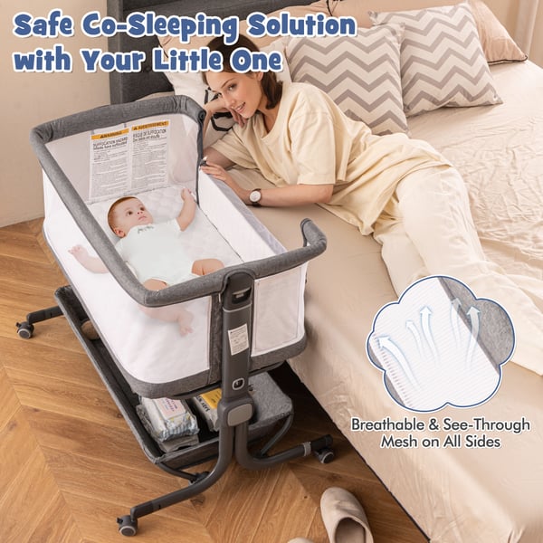 Baby Bedside Sleeper, 87x63x85 cm, Grå , Star