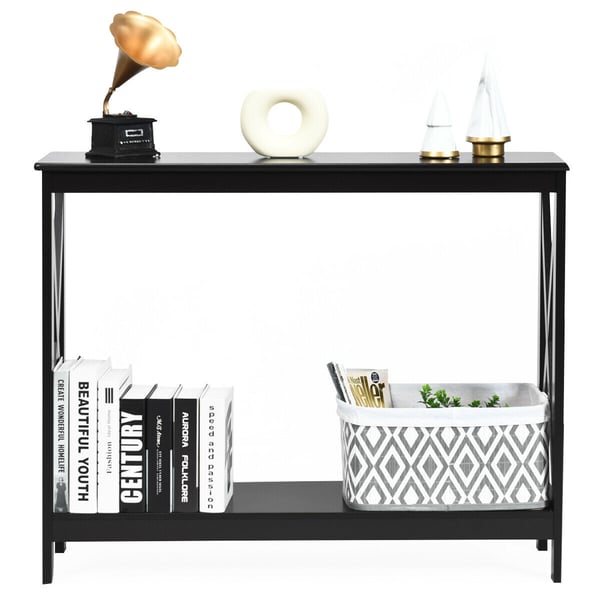 Konsolbord med opbevaringshylde, 100x30x80 cm, Sort , Star