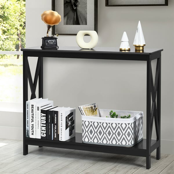 Konsolbord med opbevaringshylde, 100x30x80 cm, Sort , Star