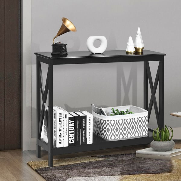 Konsolbord med opbevaringshylde, 100x30x80 cm, Sort , Star