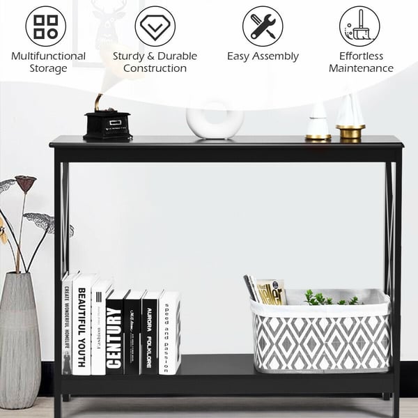 Konsolbord med opbevaringshylde, 100x30x80 cm, Sort , Star