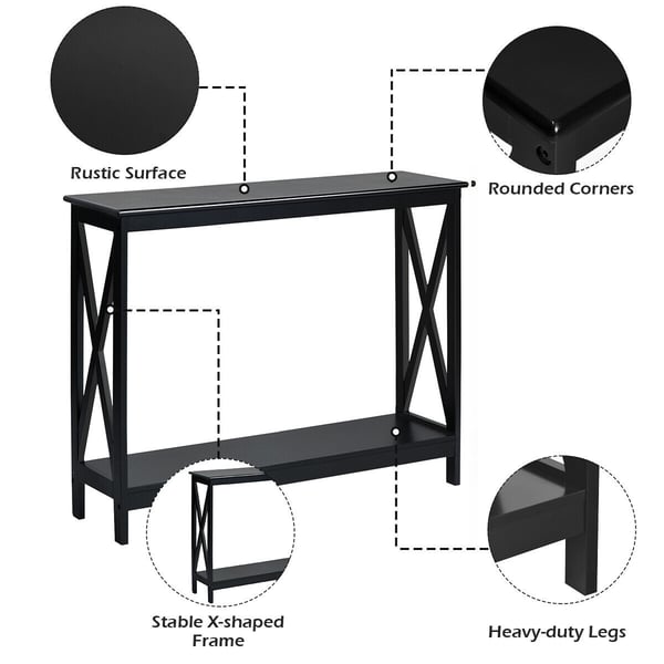 Konsolbord med opbevaringshylde, 100x30x80 cm, Sort , Star