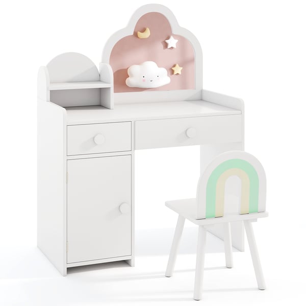 Barn Sminkbord och Stol Set, 80×41×98 cm, Vit , Star