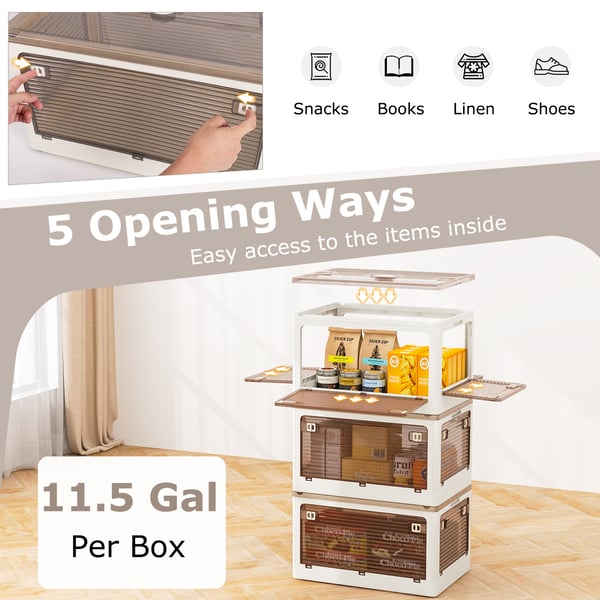 Opbevaringskasser, 47×36×24 cm, Creme Hvid & Klar Brun , Star