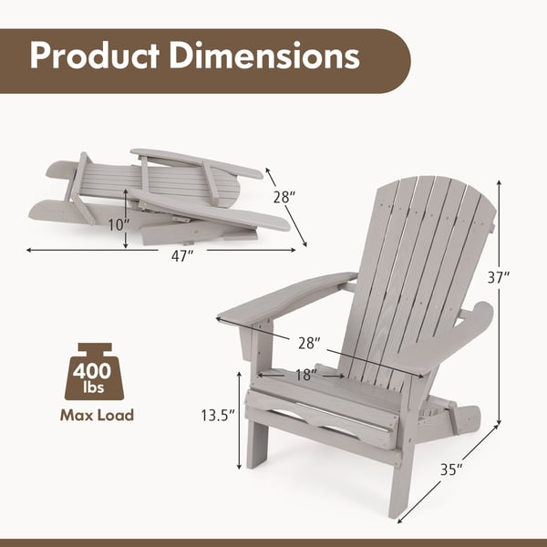 Sammenklappelig Adirondack-stol, 88,9x71,1x94 cm, Grå , Star