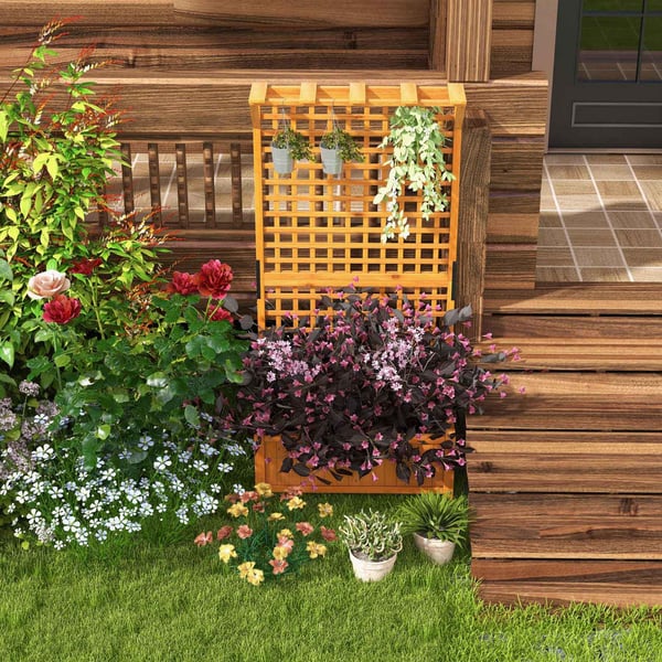 Hævet plantebed med espalier og hængende tag, 35.5x17.5x72.5 cm, natur , Star