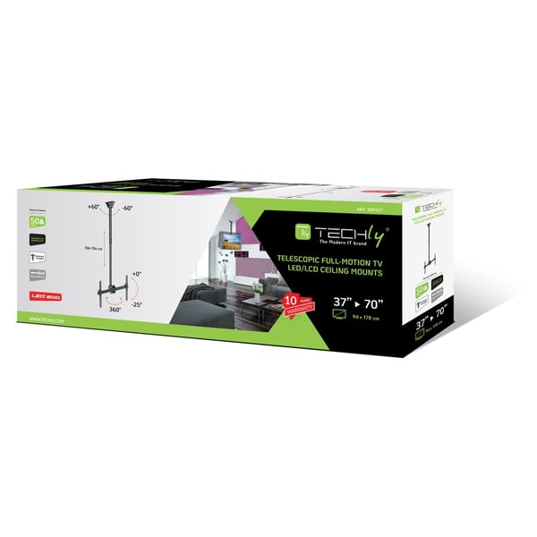 Techly ICA-CPLB 946L kyltin näyttökiinnike 177,8 cm (70") Musta
