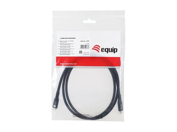 Equip Kabel USB-C4.0->C 80Gbps PD240W St/St sort - Kabel - Digital/Data