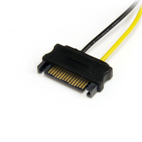 StarTech.com 15 cm SATA-virta - 6-nastainen PCI Express -näytönohjaimen virtajohto - PCIe Y-kaapelisovitin -