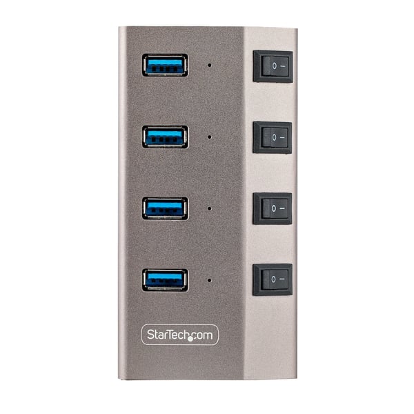 StarTech.com 4-Port Självförsörjande USB-C-hubb med individuella på/av-knappar, USB 3.0 5 Gbps Expansion