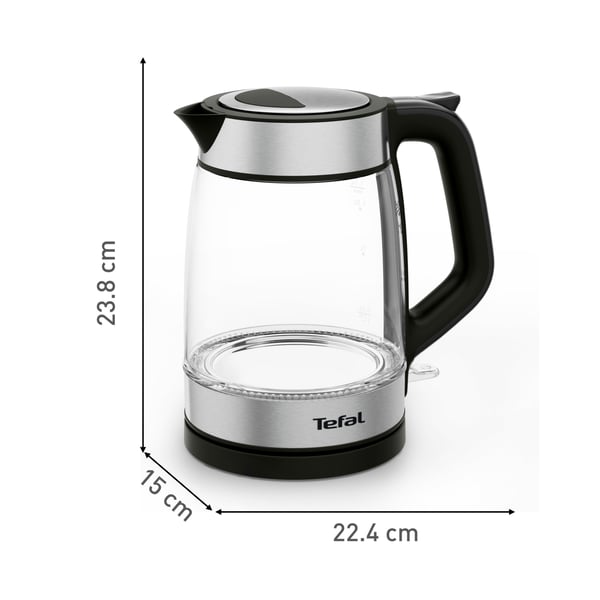 Tefal Glass Kettle KI605830 vattenkokare 1,7 l 2200 W Svart, Silver, Transparent