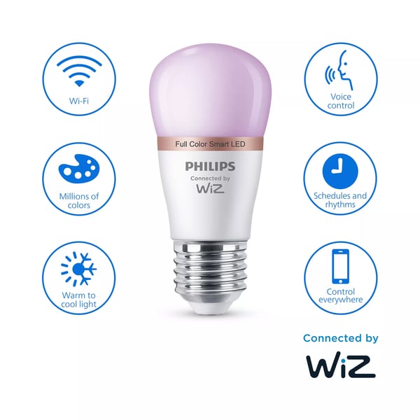 Philips RGB LED -älylamppu P45, E27-kanta, 470 lm